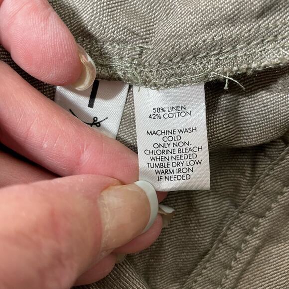 Loft Linen Blend Short Skirt Women’s Size 0 Taupe Ribbon Tie Waist Pockets NEW - Picture 6 of 8